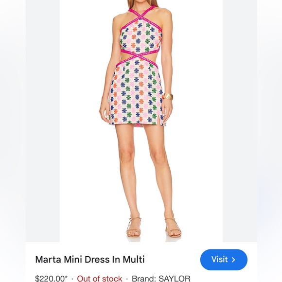 Saylor Marta Mini Cutout Embroidered Mirror Embellished Dress Size XS - Picture 4 of 8